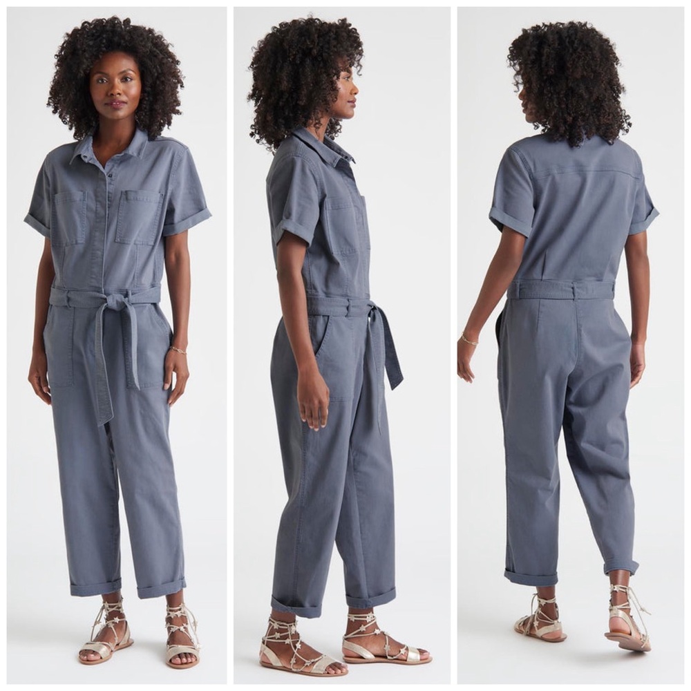 Splendid X Cella Jane Becky Utility Coveralls Jumper Elephant Grey Gray NWT M